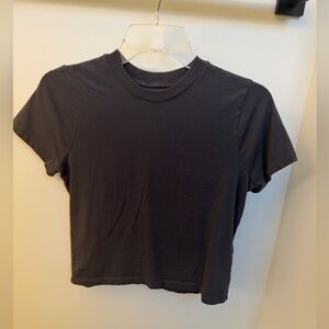 Madewell Crewneck Boxy Crop Tee in Coal
